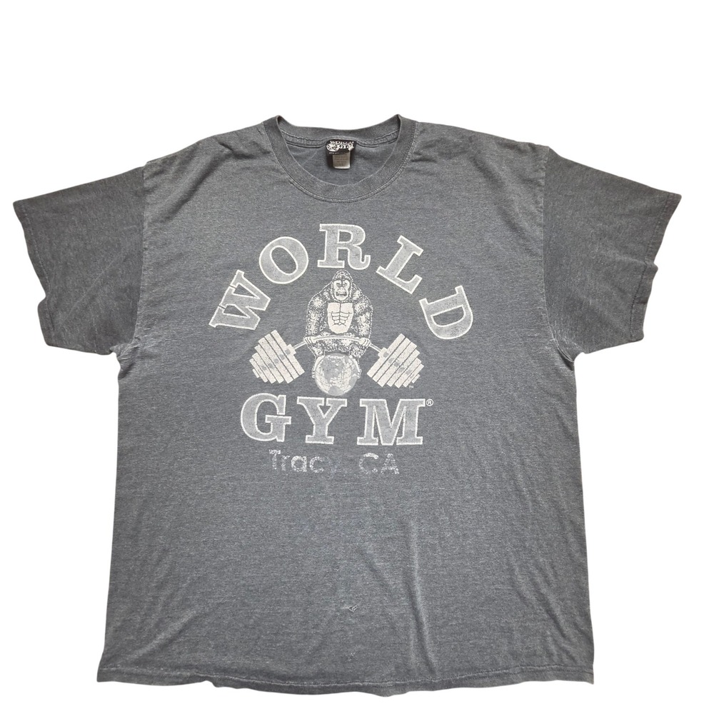 Vintage World Gym Tracy CA T-Shirt XL Gorilla Bodybuilding USA Old School Y2K